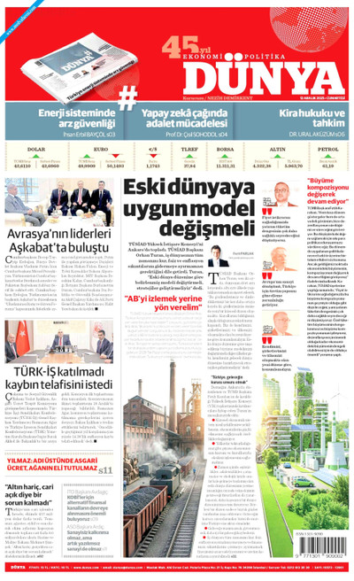 Dünya Gazetesi Manşeti