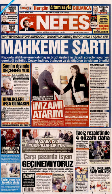 Nefes Gazetesi Manşeti
