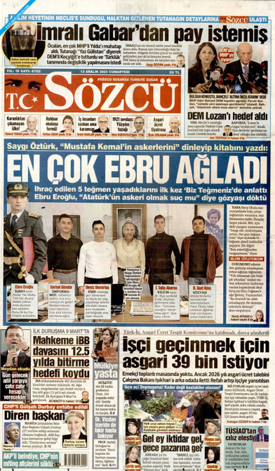 Sözcü Gazetesi Manşeti