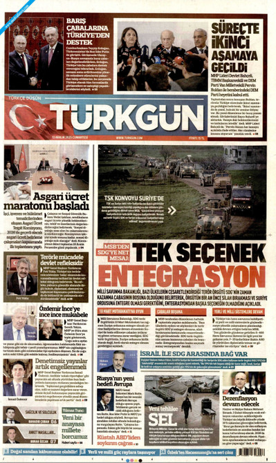 Türkgün Gazetesi Manşeti