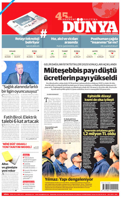Dünya Gazetesi Manşeti