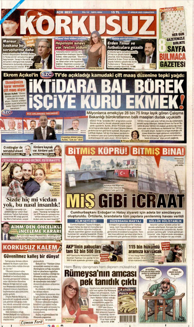 Korkusuz Gazetesi Manşeti