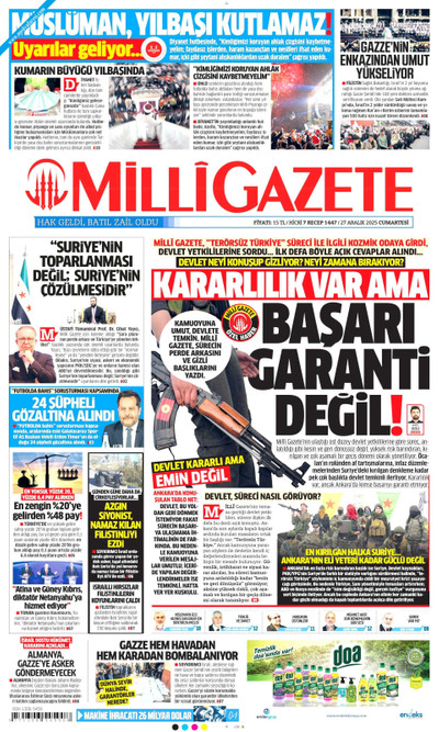 Milli Gazete Gazetesi Manşeti