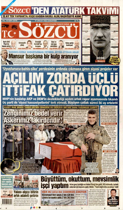 Sözcü Gazetesi Manşeti
