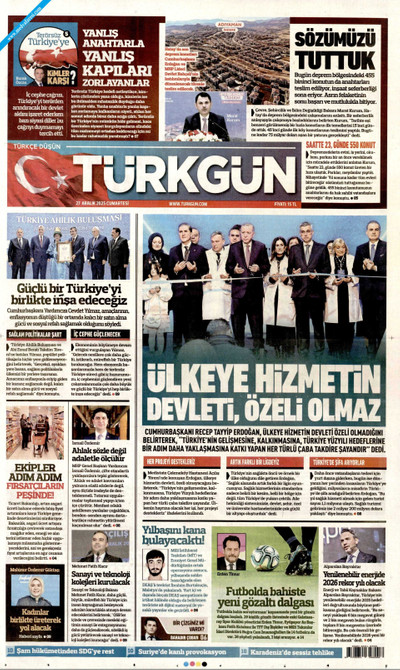 Türkgün Gazetesi Manşeti