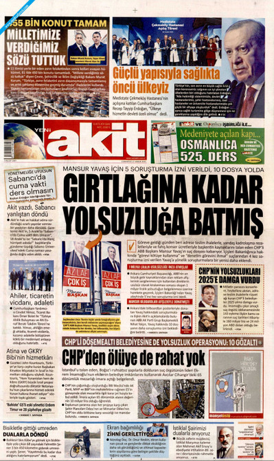 Yeni Akit Gazetesi Manşeti