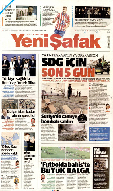 Yeni Şafak Gazetesi Manşeti