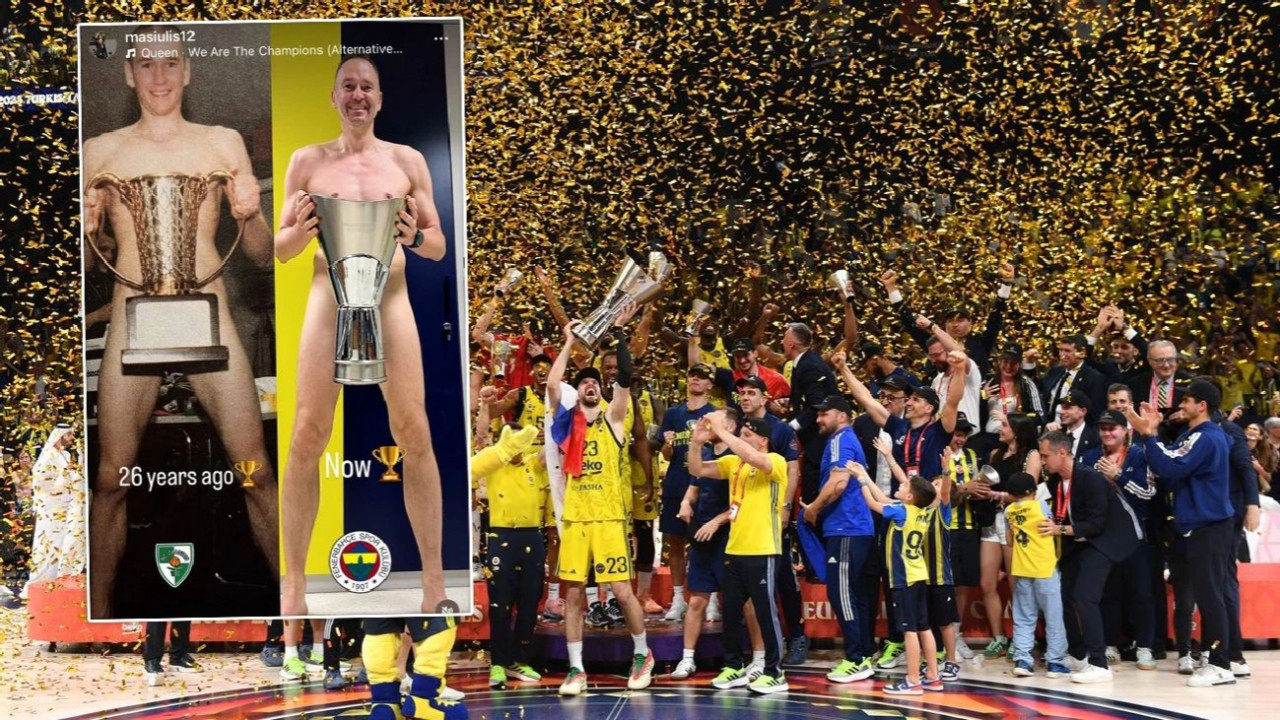 Fenerbahçe Beko yardımcı antrenörü 26 yıl sonra aynı pozu verdi, kupayla çırılçıplak …
