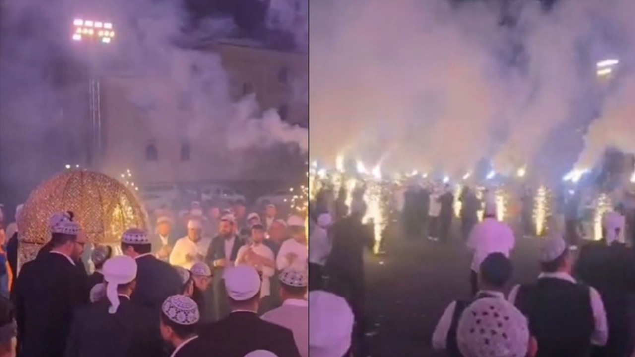 Menzil tarikatı şeyhinin torununa havai fişekli nişan töreni