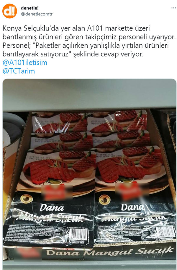 A101 ile İlgili Skandal İddia: Paketi Açılan Sucuğu Bantlayıp Satıyorlar
