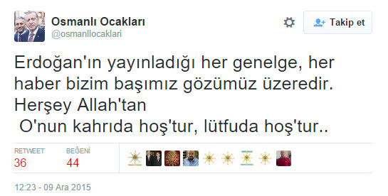 Osmanlı Ocakları'ndan skandal Erdoğan tweet'i - Resim: 1