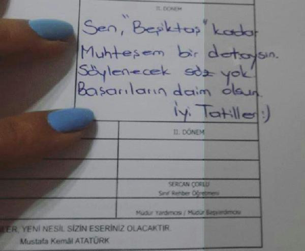Fanatik Beşiktaşlı öğretmenin karne notu sosyal medyayı salladı - Resim: 1
