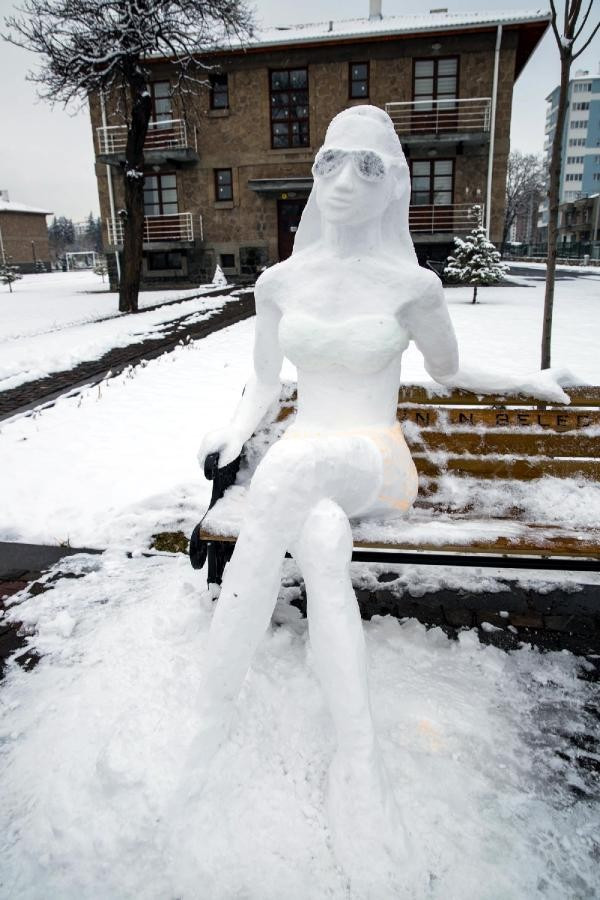Kardan bikinili kadın heykeli yaptı - Resim: 2