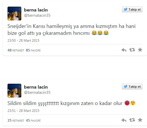 Berna Laçin'in Sneijder tweeti ortalığı karıştırdı - Resim: 2