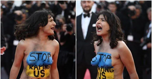 CANNES'a Damga Vuran Çıplak Protesto