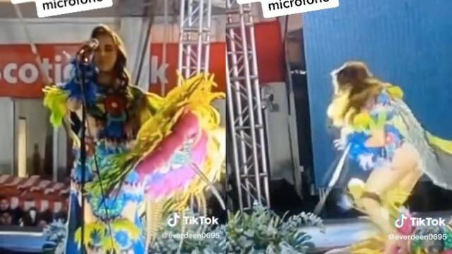 Güzellik Yarışmasında şok: Andrea Granados mikrofonu eline alınca elektrik çarptı