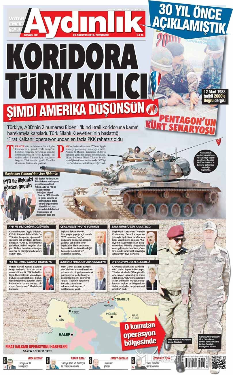 Gazeteler nasıl gördü? Fırat Kalkanı manşetleri...