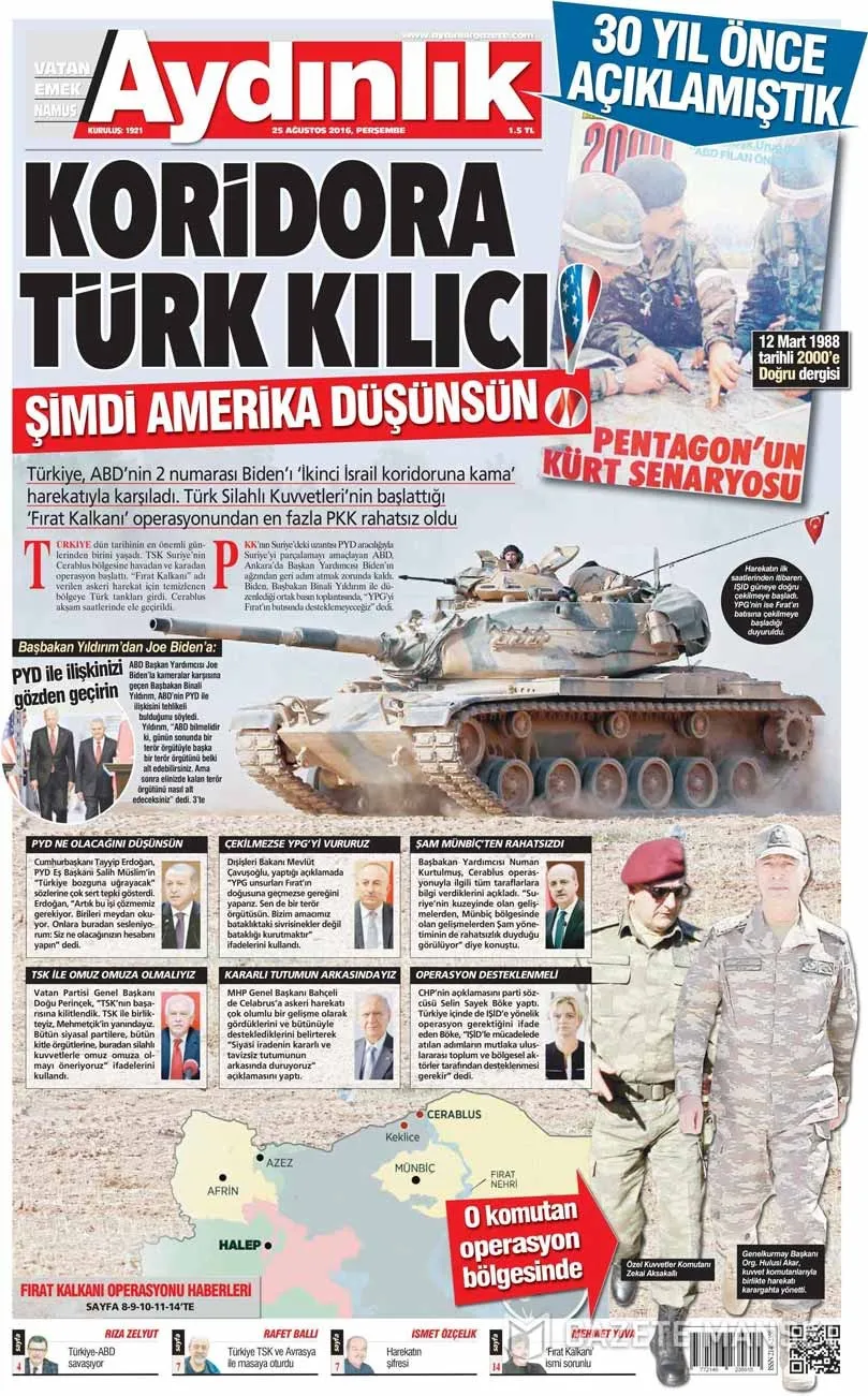 Gazeteler nasıl gördü? Fırat Kalkanı manşetleri...