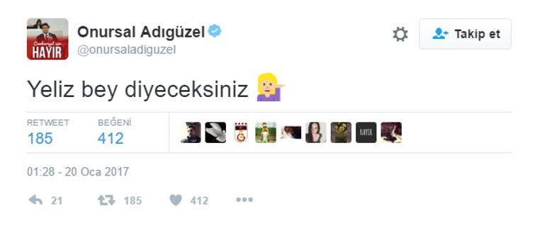 Yeliz Bey diyeceksiniz..