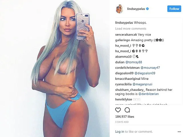 Lindsey Pelas'ın biri büyük biri küçük göğüsleri tartışma yarattı