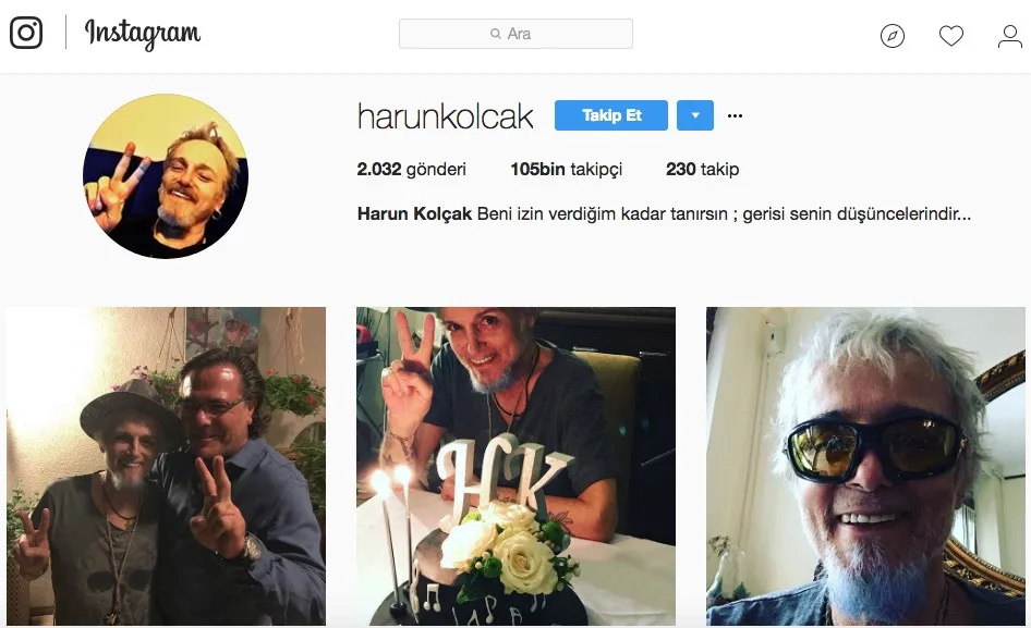 Harun Kolçak'ın son günlerine ait instagram paylaşımları