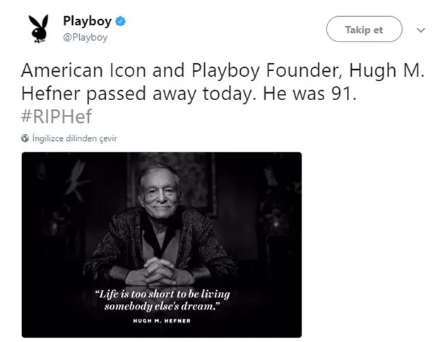 Playboy'un kurucusu Hugh Hefner öldü