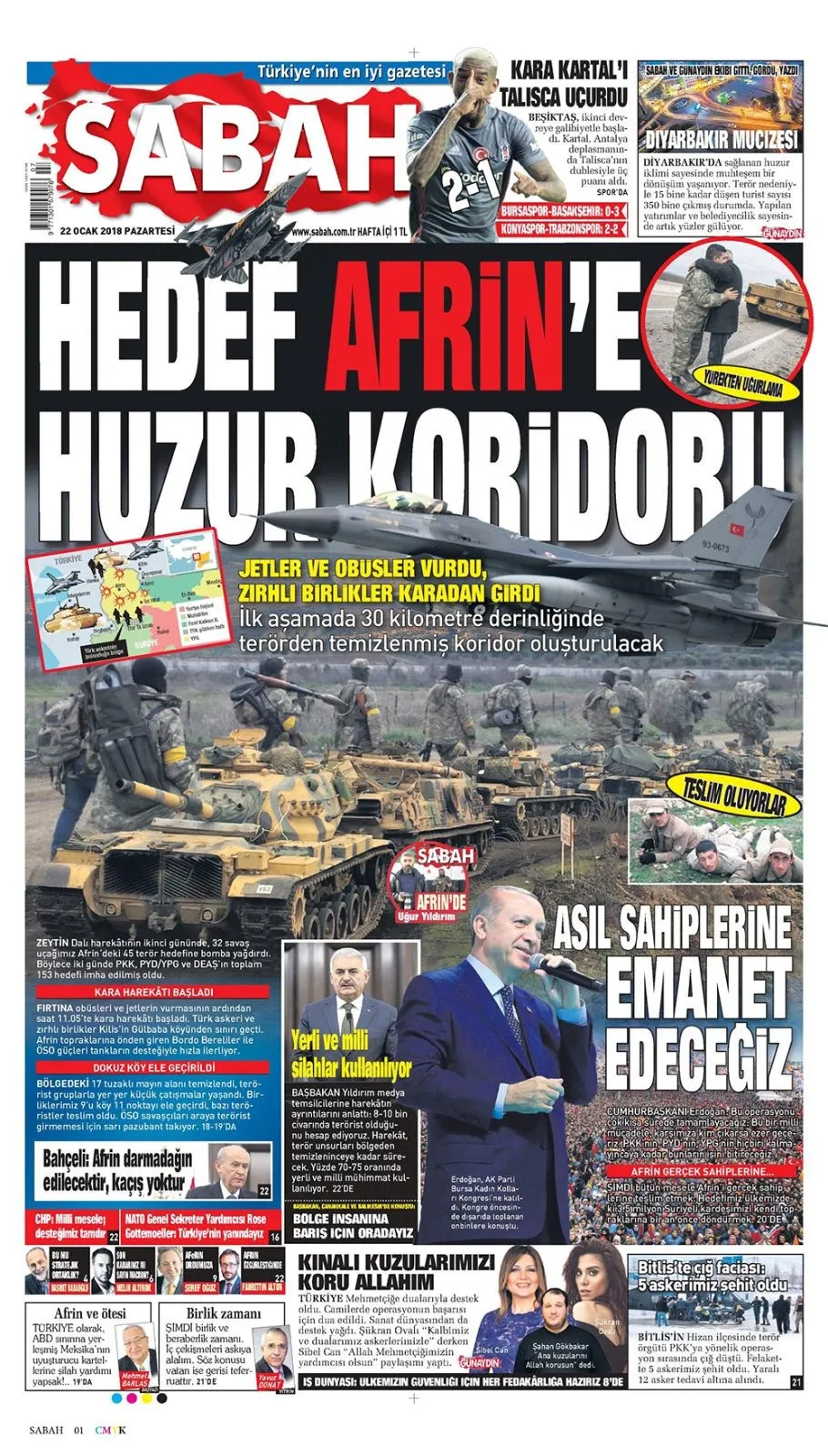 Afrin’e Kara harekatını gazeteler nasıl gördü?