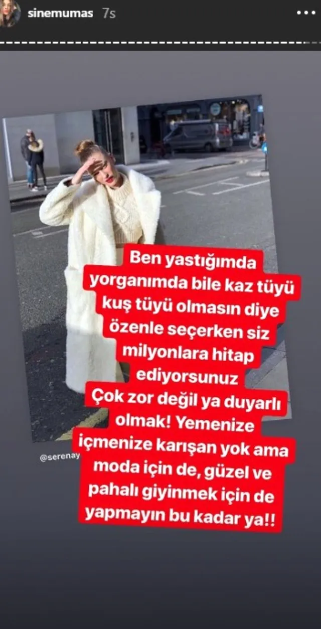 Sinem Umaş kürk giyen Serenay Sarıkaya'ya ateş püskürdü