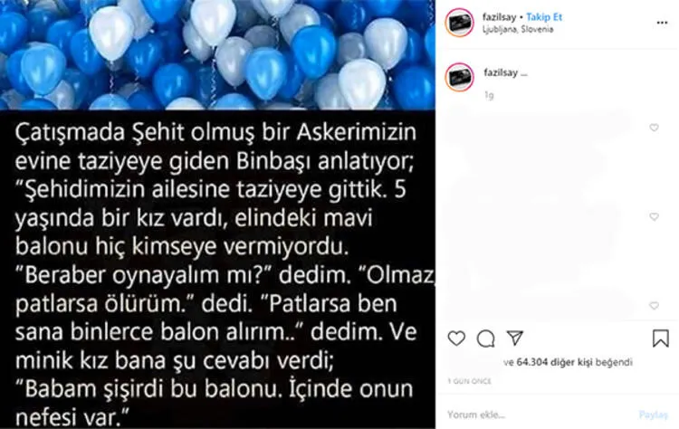 Ünlülerin mavi balon paylaşımı çok konuşuldu