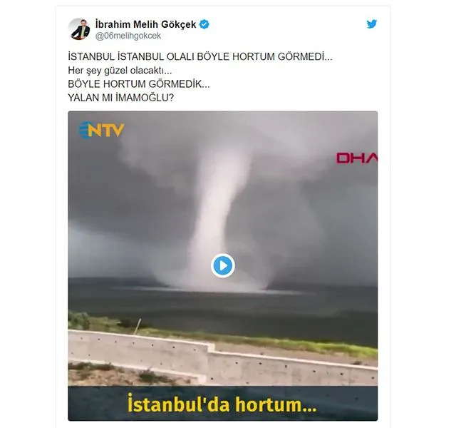 Melih Gökçek hortumu İmamoğlu’na bağladı, alay konusu oldu