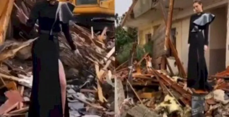 Itır Esen Enkaz Üzerinde Seksi Pozlar Verince Sosyal Medya Karıştı