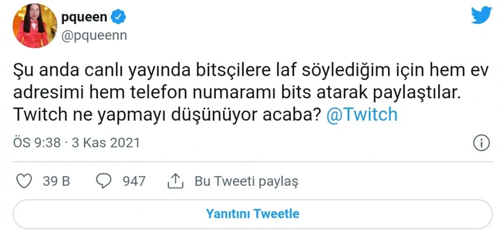 Twitch'te Bitçiler Pqueen'in Adresini ve Telefon Numarasını Sızdırdı