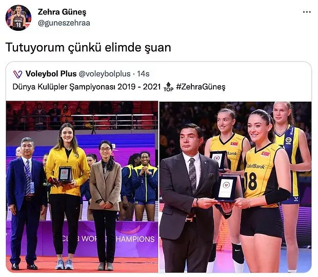 Zehra Güneş'ten Melis Sezen Göndermeli Şampiyonluk Paylaşımı