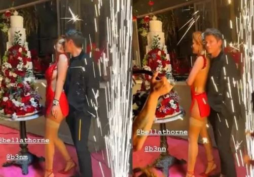 Bella Thorne'un Nişan Elbisesi Göbeğe Kadar Yırtmacıyla Olay Oldu