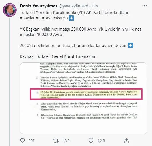 CHP'li Deniz Yavuzyılmaz Açıkladı: Turkcell Yönetimindeki AKP'lilerin Maaşları İfşa Oldu
