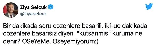 Ziya Selçuk 2012 Yılında ÖSYM'yi Eleştirdiği Paylaşımıyla Gündemde