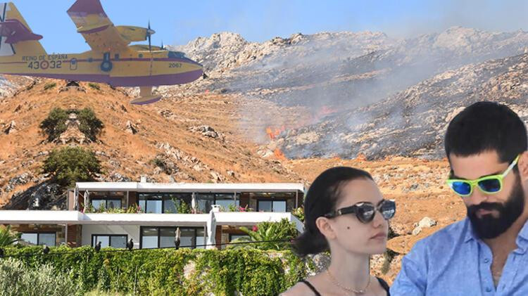 Bodrum Gümüşlük Yangını Fahriye Evcen ve Burak Özçivit'in Evine Yaklaştı