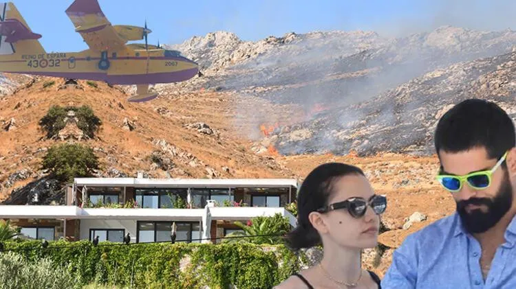 Bodrum Gümüşlük Yangını Fahriye Evcen ve Burak Özçivit'in Evine Yaklaştı