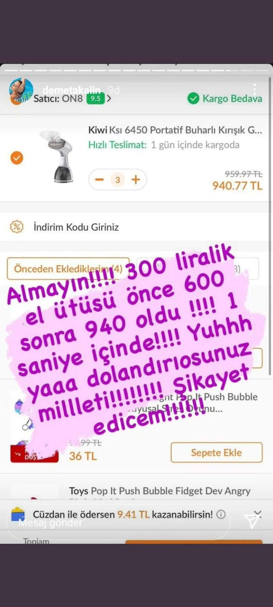 Sepete Yanlışlıkla 3 Ürün Ekleyip Zam Geldi Sanan Demet Akalın Gündem Oldu