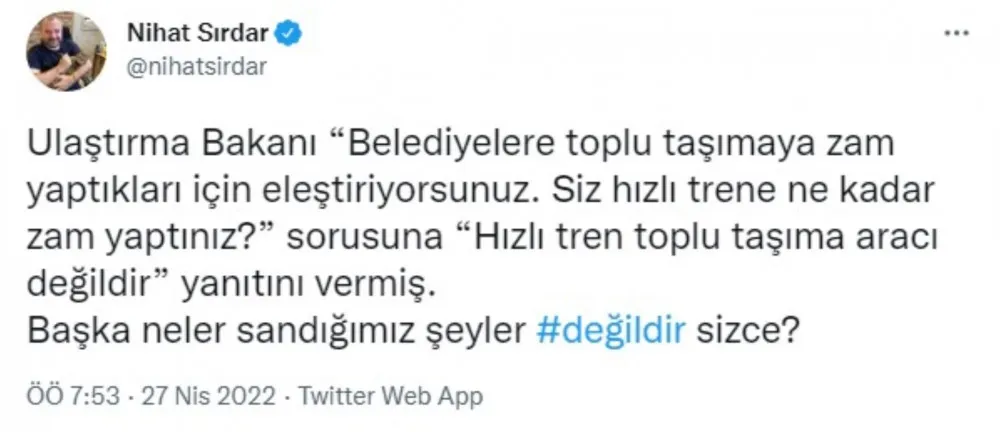 Karaismailoğlu'nun Hızlı Tren Açıklaması Gündeme Oturdu