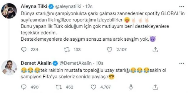 Aleyna Tilki ve Demet Akalın'dan Dünya Starı Tartışması Alevlendi