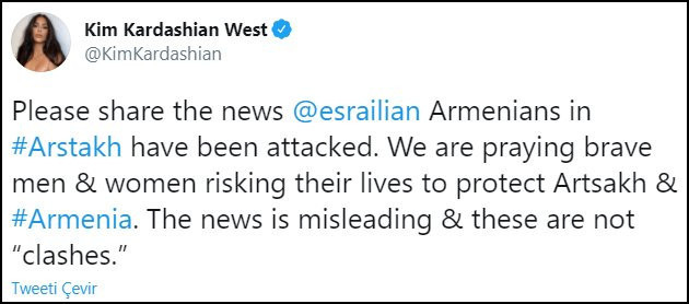 Azeri Ermeni savaşına Kim Kardashian da dahil oldu - Resim: 1