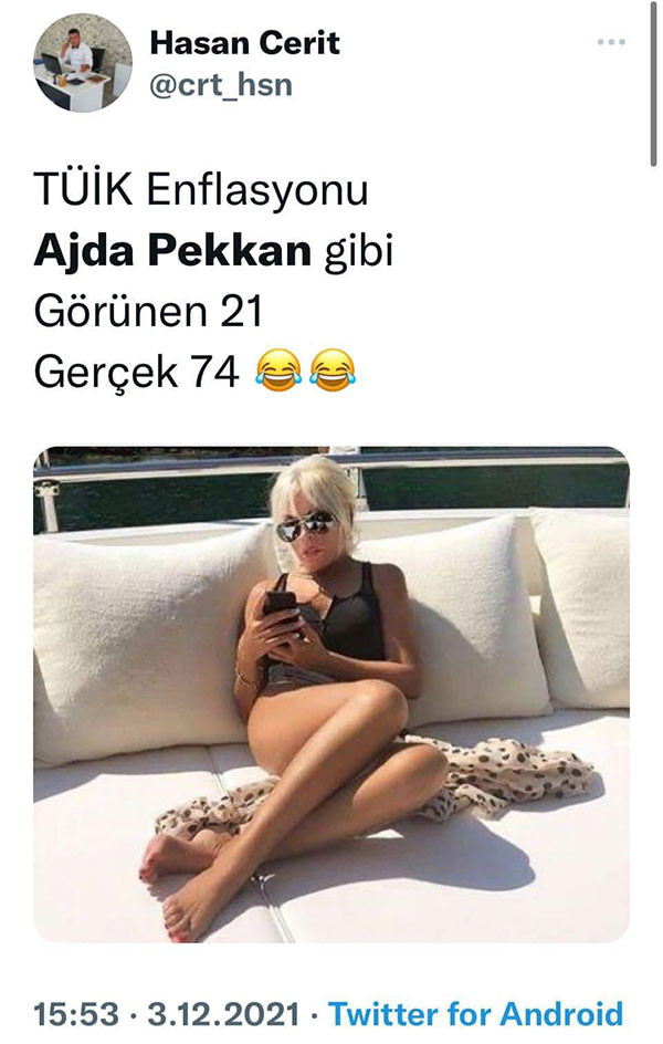 TÜİK'in Enflasyon Açıklamasına Ajda Pekkan Benzetmesi: 21 Gösteriyor ama.. - Resim: 1