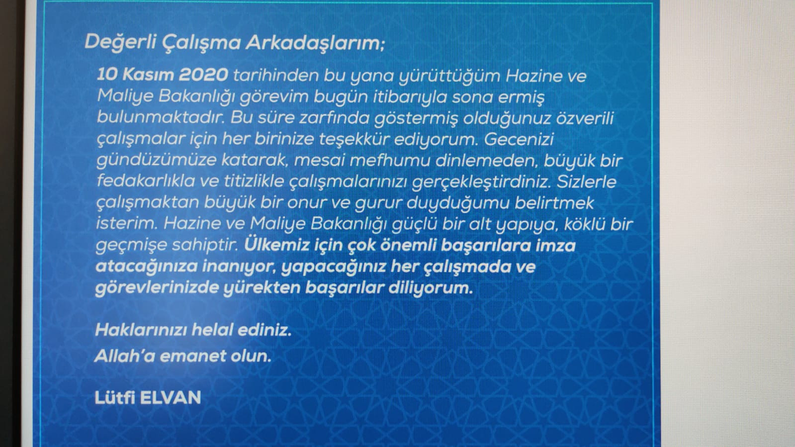 Lütfi Elvan Veda Mesajında Erdoğan'a Yer Vermedi - Resim: 1