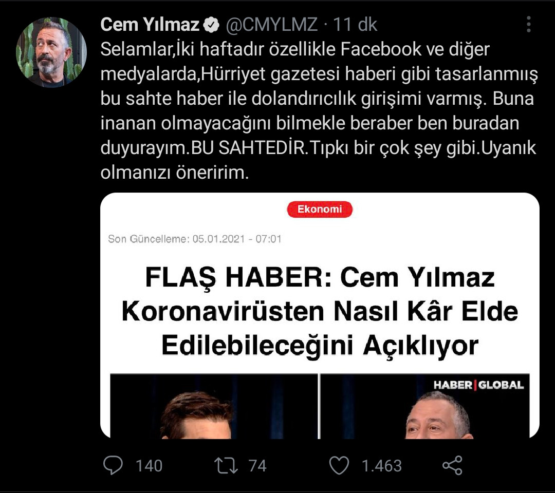 Cem Yılmaz'dan Sahte Haber isyanı: Uyanık Olun - Resim: 1