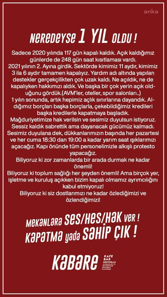 Kafe-Bar-Restoran Sahipleri Çalışanları İle Birlikte Eylem Yaptı - Resim: 1