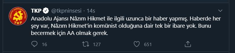 TKP'den AA'ya Nazım Hikmet tepkisi! - Resim: 1