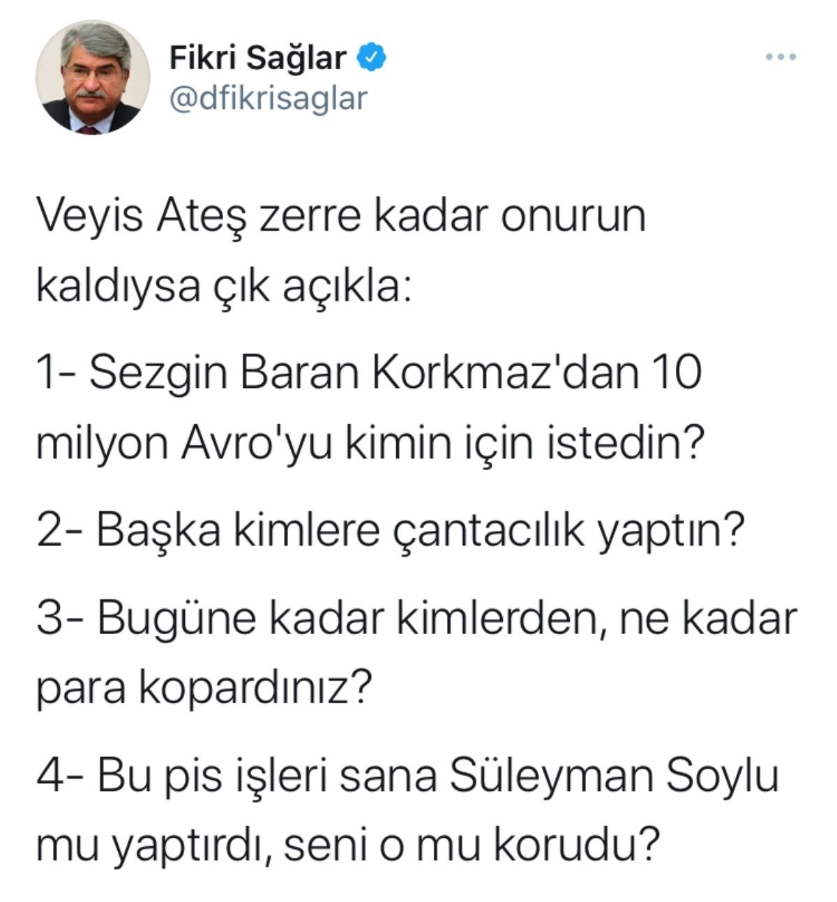 Veyis Ateş'e 10 Milyon Euro'yu Sordu Bakan Soylu Dava Açtı - Resim: 1