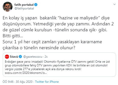 Fatih Portakal'dan ÖTV zammına: En kolay iş Hazine ve Maliye Bakanlığı - Resim: 1