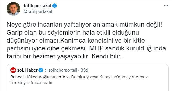 Fatih Portakal'dan Bahçeli'ye Uyarı: Seçimde Tarihi Hezimet Yaşayabilir - Resim: 1